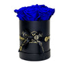 Cylinder Box Fresh Flowers Miami Florida. Preserved Roses Robbin Legacy Blue Black 