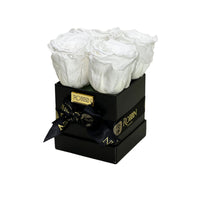 Mini Box Preserved Roses Miami Florida.. Preserved Roses Robbin Legacy White Black 