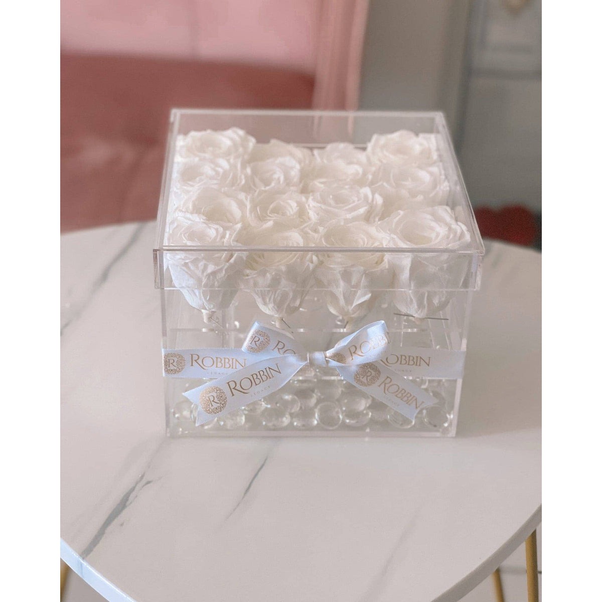 16 Preserved Roses Acrylic Box Miami Florida and Nationwide Preserved Roses Robbin Legacy White 