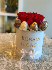 Avi Box Fresh Roses Flowers Chocolate Covered Strawberries