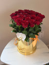 Fresh Roses with butterflies arrangement and orchid