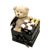 Gift Box Preserved Roses Teddy Bear and Ferrero Chocolate Miami Florida and Nationwide. Gifts Boxes Robbin Legacy 