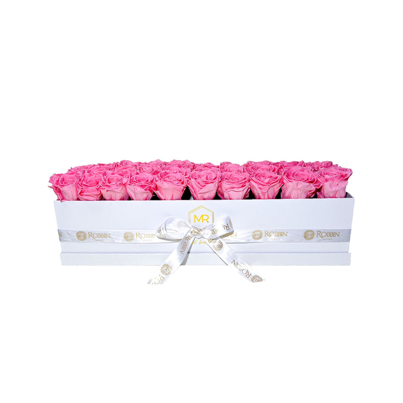 Rectangular Box Preserved Roses Miami Florida.. Preserved Roses Robbin Legacy Pink White 