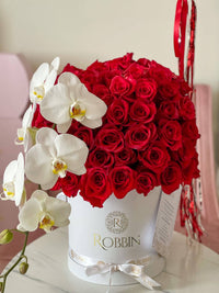 100 Red Fresh Roses and Orchid Miami Florida.. Fresh Flowers Robbin Legacy 