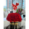 100 Fresh Roses Flowers Luxury Golden Vase Miami Florida.. Fresh Flowers Robbin Legacy Red 