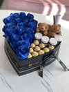 Combo Everything Heart Gift Box Fresh Roses Flowers Miami Florida.. Gifts Boxes Robbin Legacy Black Blue 