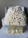 100 Fresh Roses Flowers Hat Square Box Miami Florida.. Fresh Flowers Robbin Legacy Pink Gold 