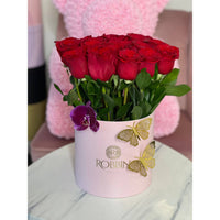 23 Fresh Roses with butterflies arrangement and orchid Fresh Flowers Robbin Legacy 