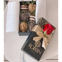 6 chocolate covered strawberries Small Black Box Miami Florida. Chocolate Covered Strawberries Robbin Legacy 